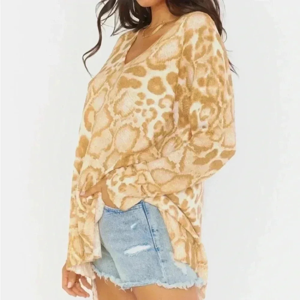 Show Me Your MuMu Cliffside Sweater in Sandy Cheetah Knit